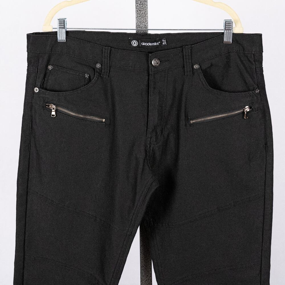 Akademiks Men's Black Denim Zip Pocket Jeans SZ 36 Streetwear Y2K Hip Hop Retro